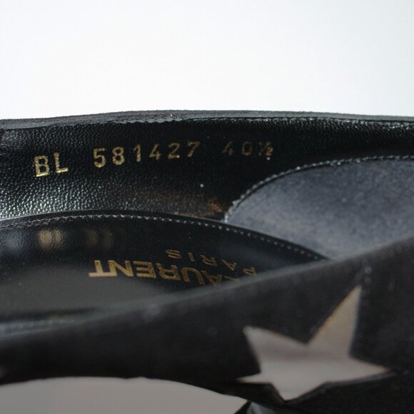 YSL Star Embellished Black Suede Anja Pumps 105 size EU 40.5 / US 10.5 NEW $950 - Picture 8 of 9